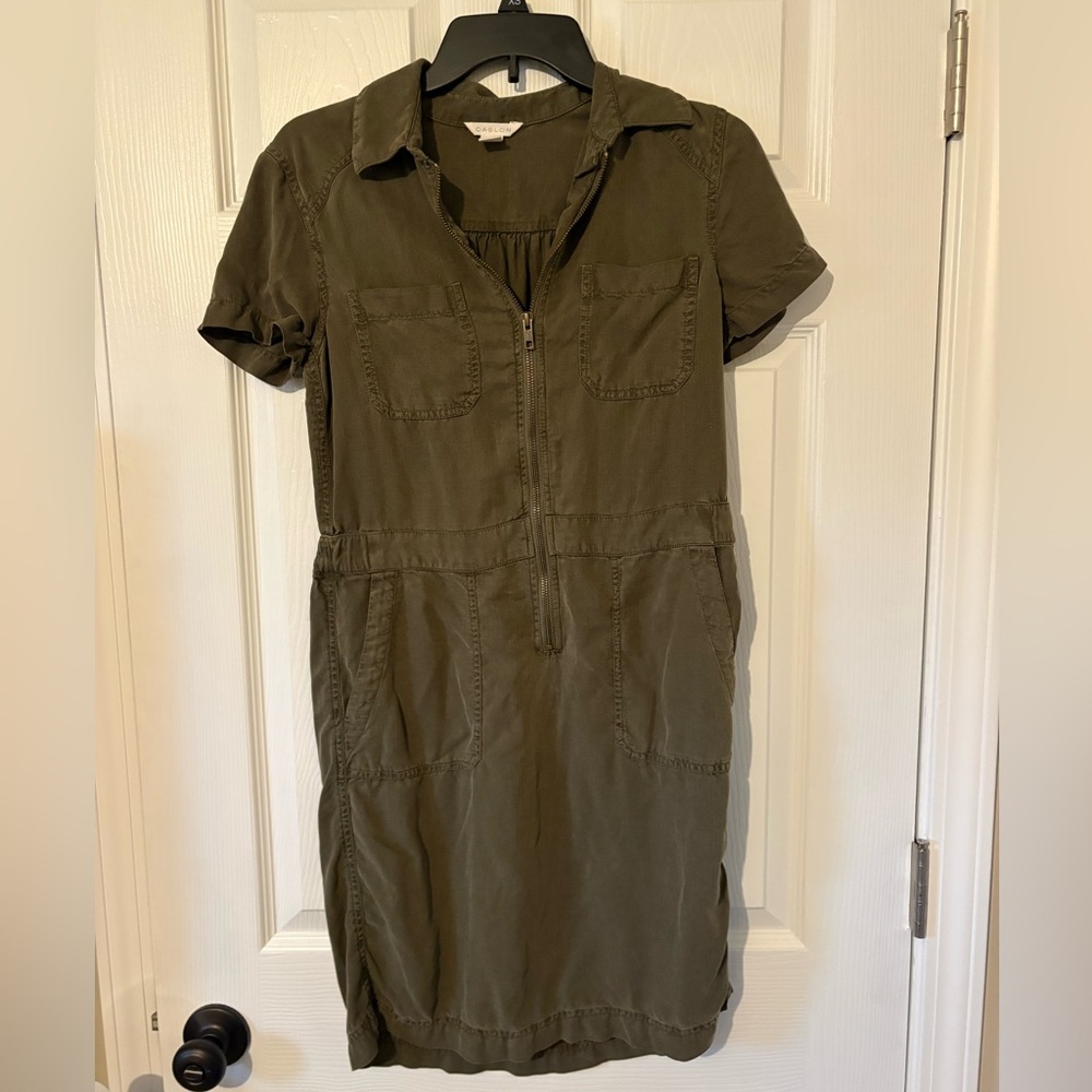 Caslon Olive Green Midi Shirt Dress
